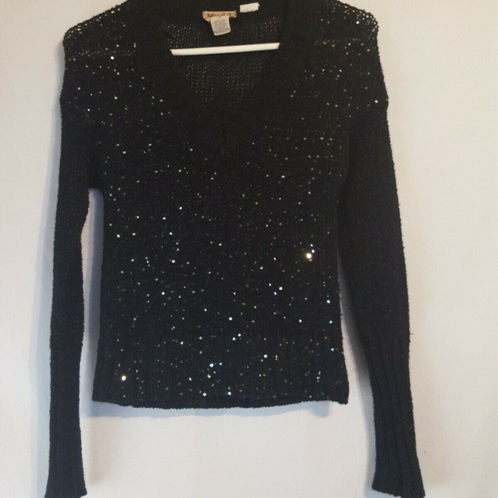 MUDD Black Sweater Silver Sequins Juniors Size S